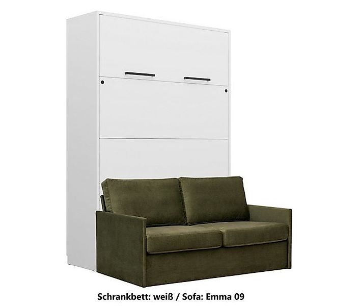 QMM TraumMöbel Schrankbett Wandbett GN 140x200 weiß mit LED & Sofa (Schrank günstig online kaufen