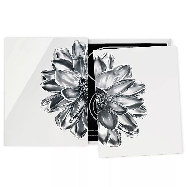 Herdabdeckplatte Blumen Dahlie Blume Silber Metallic günstig online kaufen