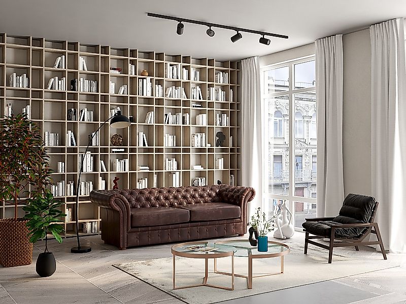 Chesterfield Ledersofa 3-Sitzer - Vintage Leder - Braun - CLOTAIRE günstig online kaufen