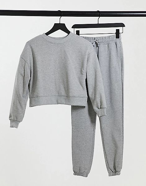 Pull&Bear – Trainingsanzug-Set mit Sweatshirt und Jogginghose in Grau günstig online kaufen