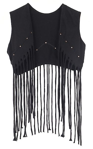 Guru-Shop Langjacke Fransen Festival Weste mit Nieten - schwarz alternative günstig online kaufen