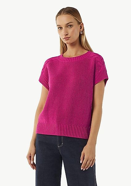 comma Kurzarmpullover Strickpullunder Weiter Strickpullunder mit Zopfmuster günstig online kaufen