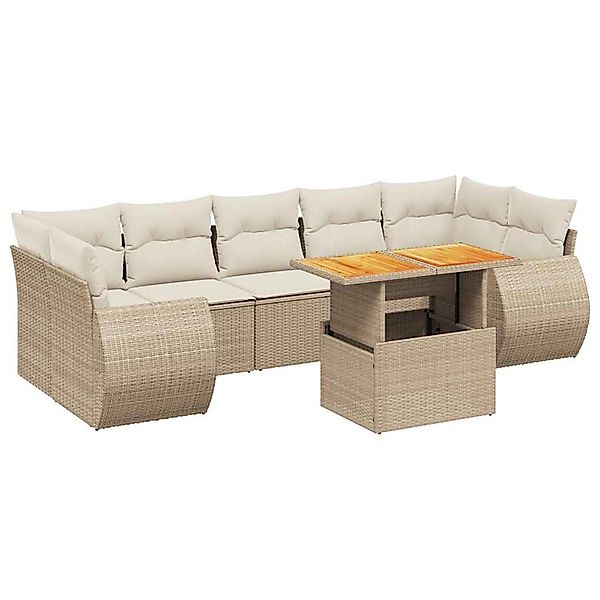 vidaXL 8-Tlg Garten-Sofagarnitur mit Kissen Beige Poly Rattan 3272108 günstig online kaufen