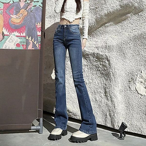 ZWY Jeanslatzhose Damen Jeans Straight-Jeans Slim-fit-Jeans Skinny-fit-Jean günstig online kaufen