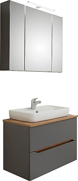 Saphir Badmöbel-Set »Quickset 2-teilig, Keramik-Aufsatzbecken mit LED-Spieg günstig online kaufen