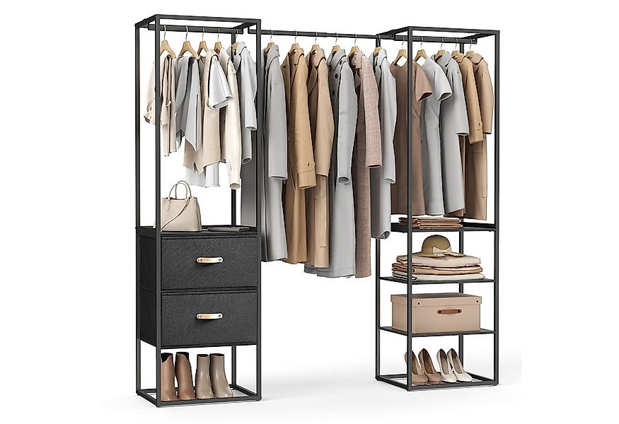 SONGMICS Kleiderschrank Kleiderständer hochbelastbar, 2 Schubladen, 4 Ablag günstig online kaufen