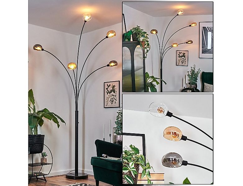 hofstein Stehlampe Stehlampe aus Metall in Schwarz/Rauch/Bernstein/Klar, Re günstig online kaufen