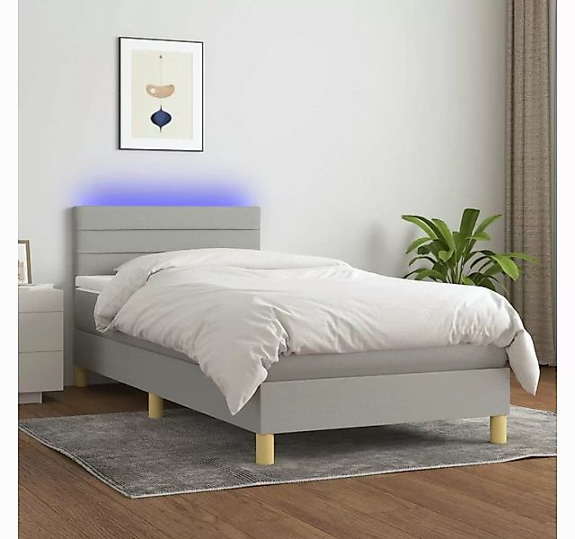 vidaXL Boxspringbett Boxspringbett mit Matratze LED Hellgrau 80x200 cm Stof günstig online kaufen