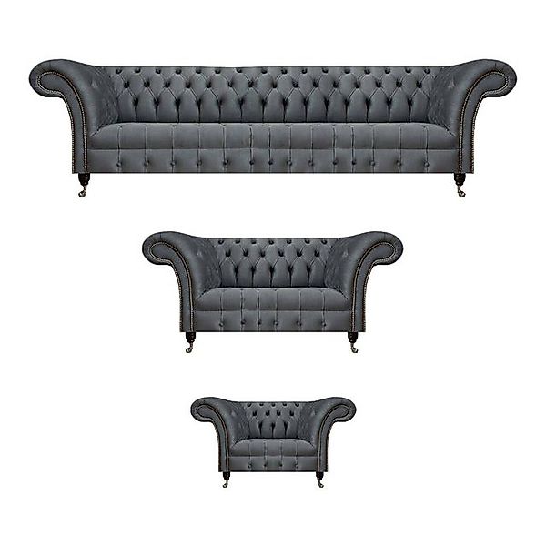 Xlmoebel Sofa Chesterfield Graue Couchgarnitur 4-Sitzer Designer Sessel, Ma günstig online kaufen