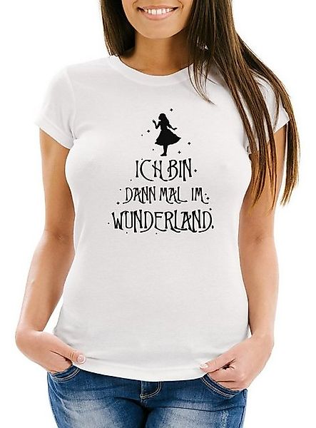 MoonWorks Print-Shirt Damen T-Shirt ich bin dann mal im Wunderland Spruch F günstig online kaufen