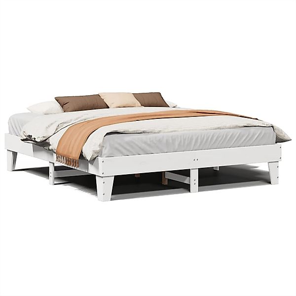 vidaXL Massivholzbett ohne Matratze Weiß 200x200 cm Kiefernholz 855344 günstig online kaufen
