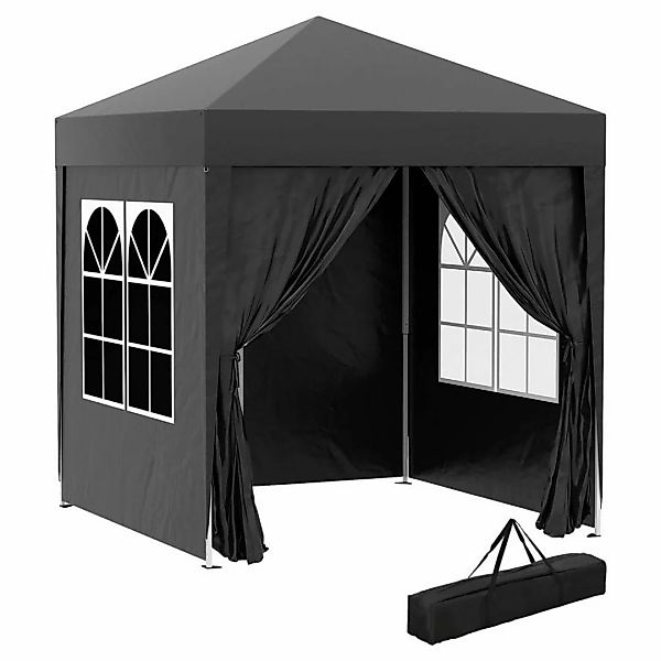 Outsunny Faltpavillon schwarz Stoff B/H/L: ca. 200x240x200 cm günstig online kaufen