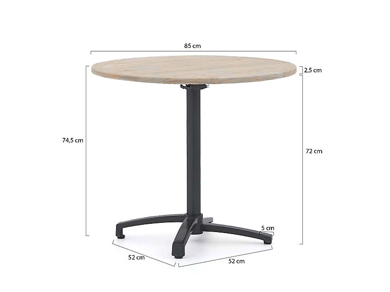 Bellagio Canzo Gartentisch klappbar ø 85 cm (h: 75 cm) günstig online kaufen