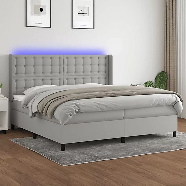 Vidaxl Boxspringbett Mit Matratze & Led Hellgrau 200x200 Cm Stoff günstig online kaufen