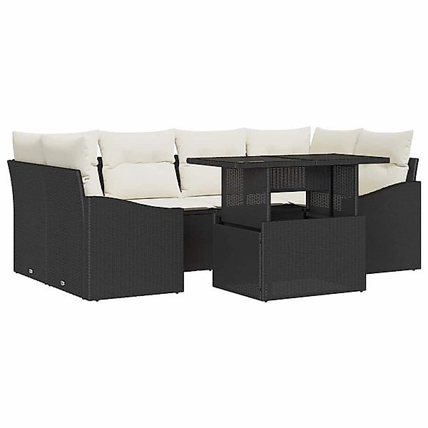 vidaXL Garten-Sofa-Set mit Speicher 7-Tlg Schwarz Poly Rattan 3357670 günstig online kaufen