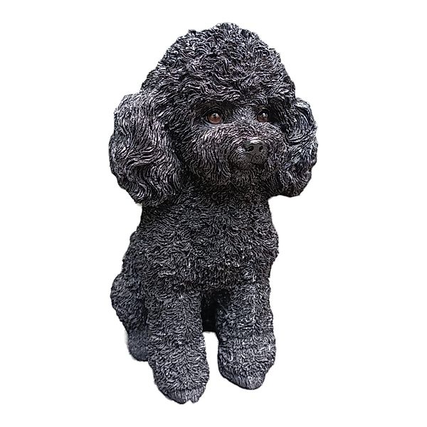 Aspinaworld Gartenfigur schwarze Welpen Pudel Figur günstig online kaufen