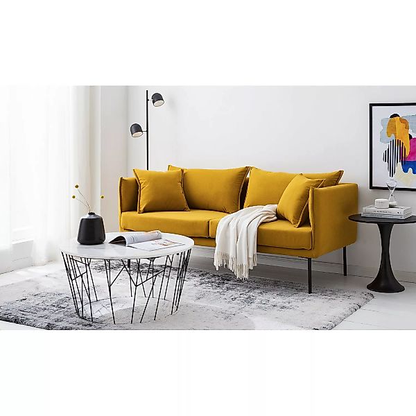 home24 Studio Copenhagen Sofa Bayboro 2,5-Sitzer Senfgelb Webstoff 170x72x7 günstig online kaufen
