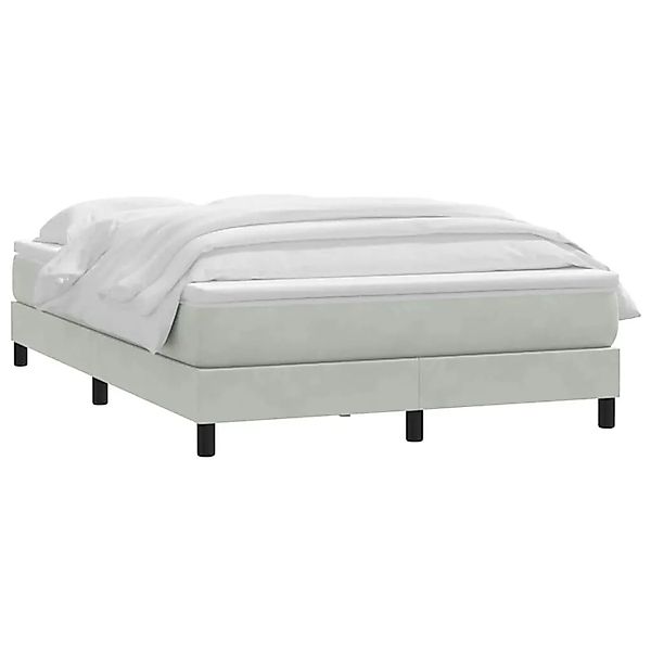 vidaXL Boxspringbett mit Matratze Hellgrau 160x220 cm Samt 3315975 günstig online kaufen