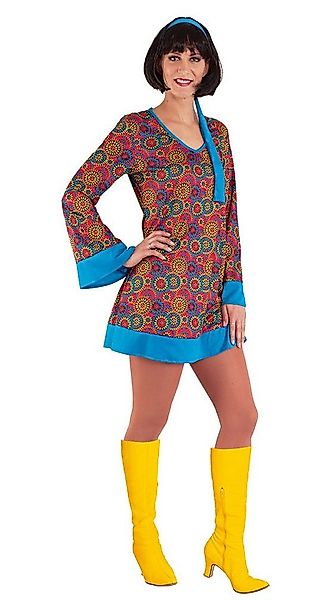 Karneval-Klamotten Hippie-Kostüm Damenkostüm Flower Power 60er Jahre, Kleid günstig online kaufen