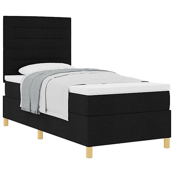 vidaXL Bett Boxspringbett mit Matratze Schwarz Einzel Stoff (1-tlg) günstig online kaufen