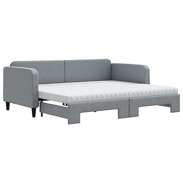 vidaXL Bett Tagesbett Ausziehbar mit Matratze Hellgrau 90x190 cm Stoff günstig online kaufen