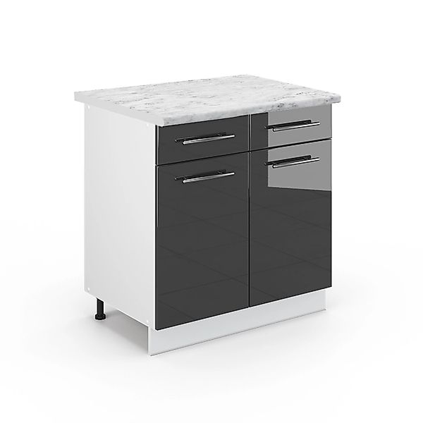 Vicco Küchenunterschrank Fame-Line Anthrazit Hochglanz/Weiß 80 cm AP Eiche günstig online kaufen