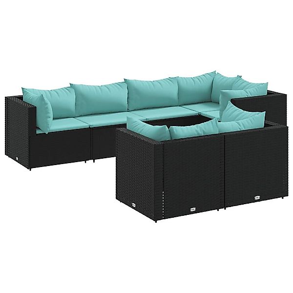 vidaXL 7-Tlg Garten-Lounge-Set mit Kissen Schwarz Poly Rattan 3308188 günstig online kaufen