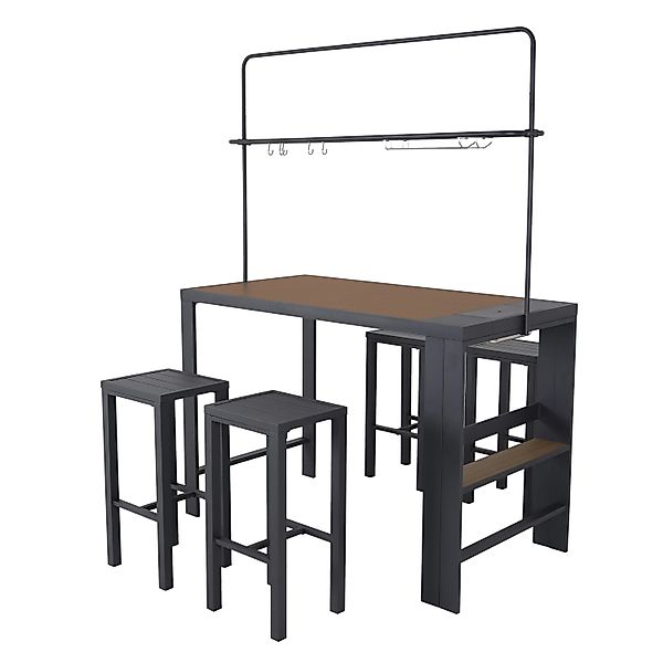 Leco Bar-Sitzgruppe / Gartentheke Elsa 157 cm x 80 cm x 209 cm Anthrazit günstig online kaufen