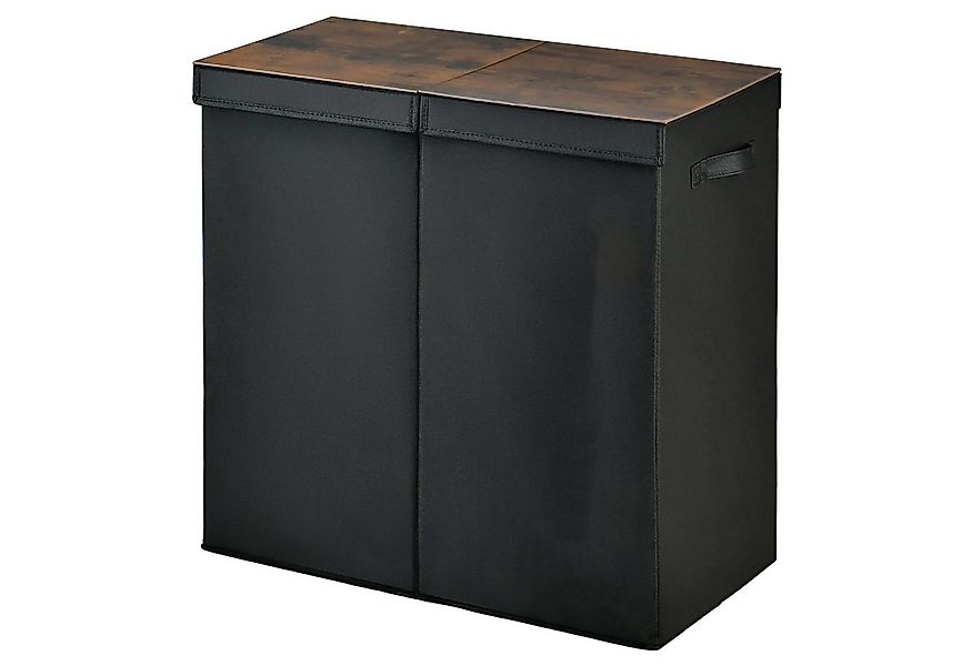 KOMFOTTEU Wäschekorb 2 Fächer, mit Deckel & Wäschesäcken, 62 x 31 x 60cm, 1 günstig online kaufen