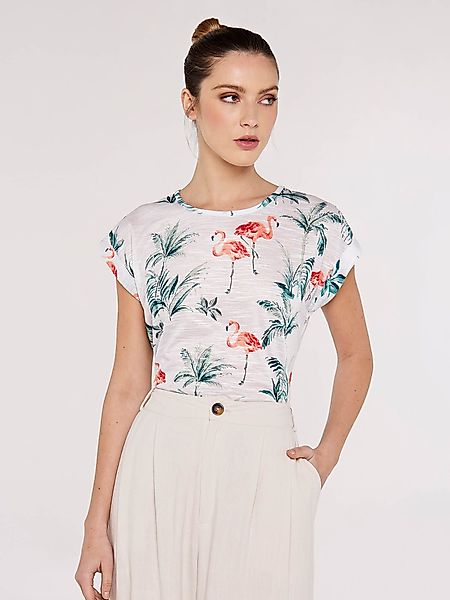 Apricot T-Shirt Flamingo Palms Oasis Slub günstig online kaufen