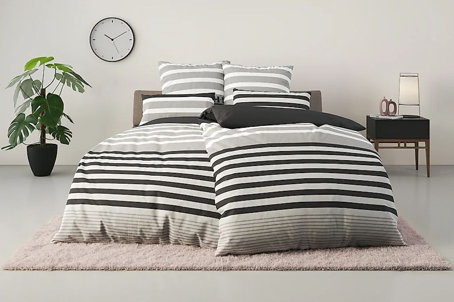 H.I.S Bettwäsche "Majoran" 3 Stk. gestreifte Bettwäsche in verschiedenen Qu günstig online kaufen