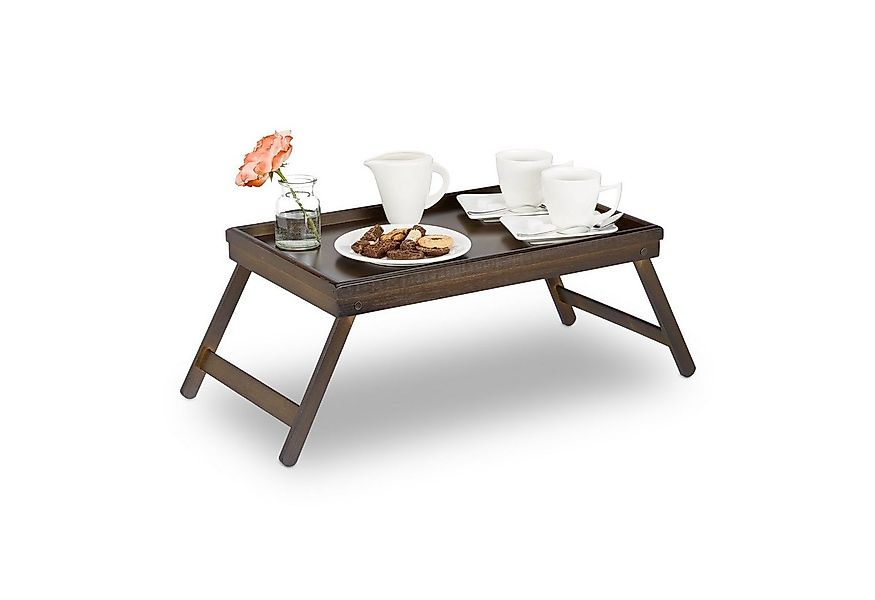 relaxdays Tabletttisch Betttablett Bambus dunkelbraun günstig online kaufen