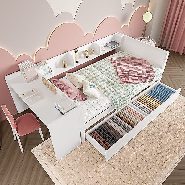 STILVORA Kinderbett 90×200 mit schreibtisch und günstig online kaufen