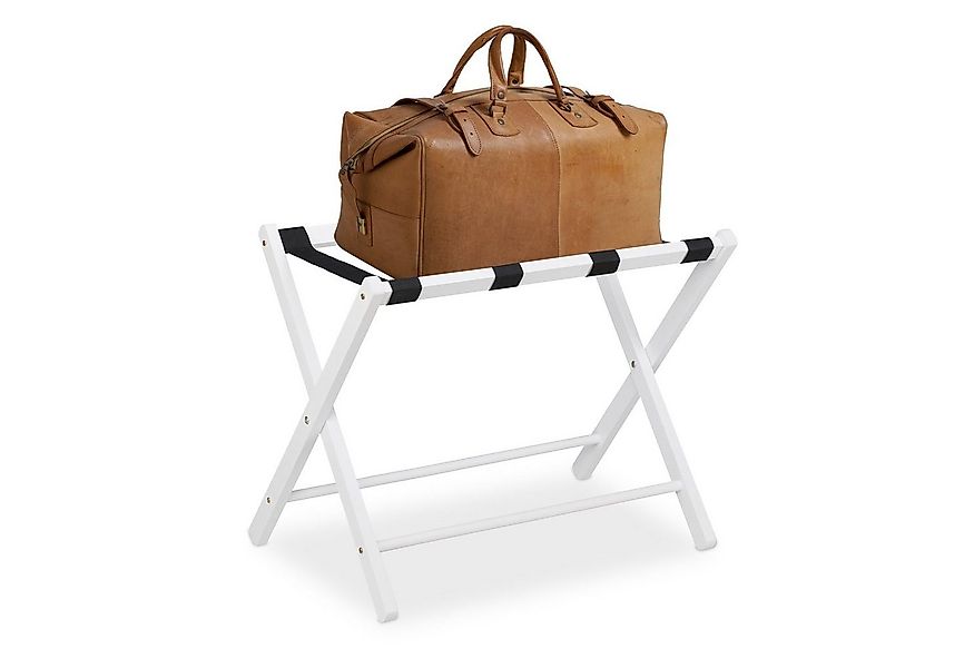 relaxdays Beistelltisch Kofferständer Holz klappbar, weiß günstig online kaufen