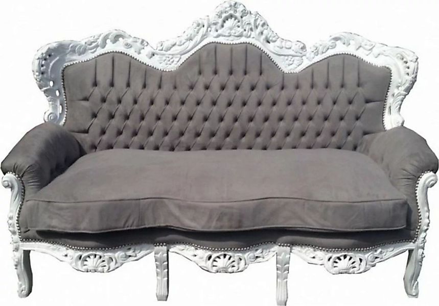 Casa Padrino 3-Sitzer Barock 3-er Sofa "King" Grau / Weiß - Möbel Barock günstig online kaufen