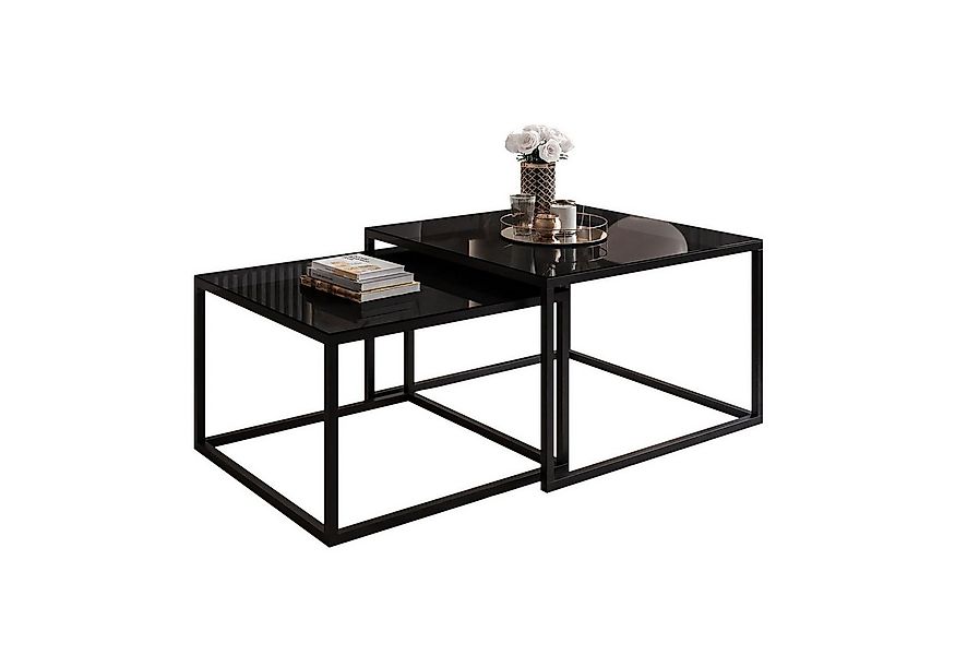 Lookway Couchtisch YOSHI GLASS 2in1 mit schwarzem und weißem Gestell (2er-S günstig online kaufen