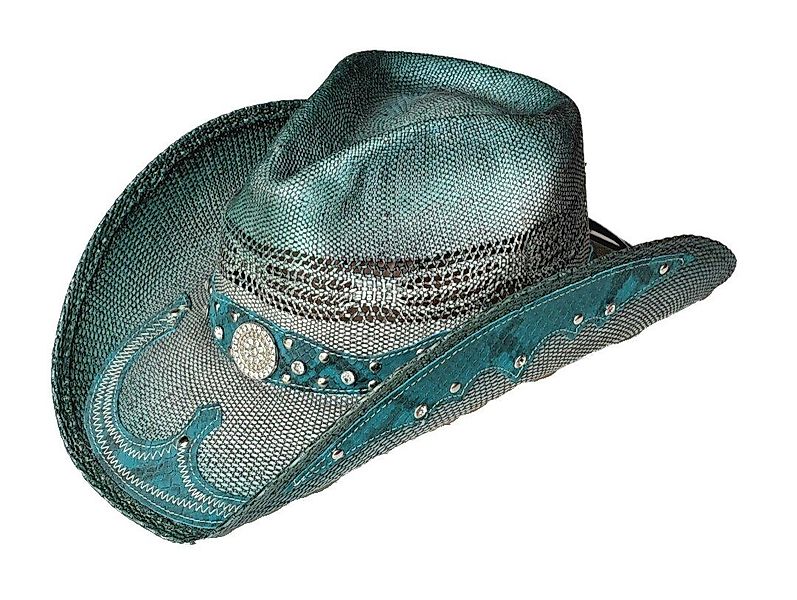 Westernlifestyle Strohhut Grüner Cowboyhut Westernhut mit günstig online kaufen