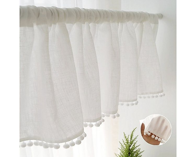 BTTO V&G Scheibengardine Kurzes Vorhang,Kurze Scheibengardinen mit Pompom-Q günstig online kaufen