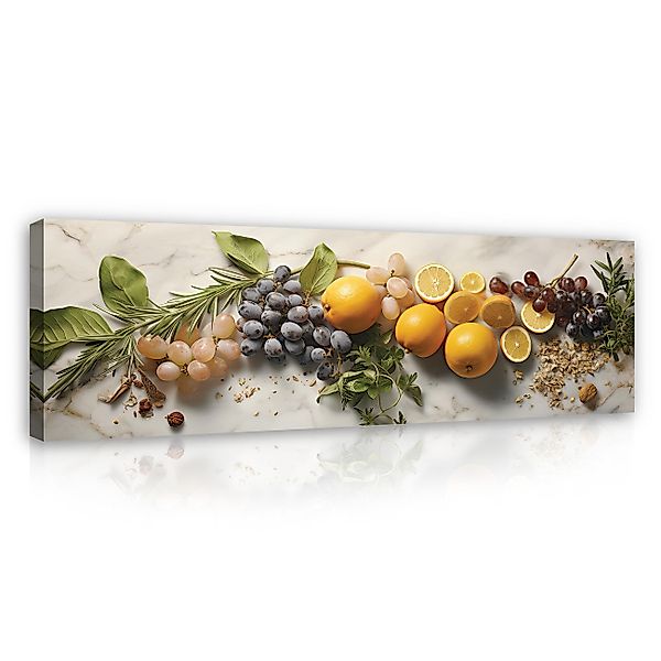 Wallarena Leinwandbild Küche Obst Marmor Esszimmer günstig online kaufen