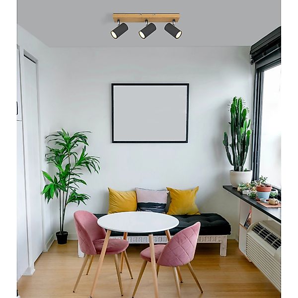 GLOBO LIGHTING Deckenstrahler ROBBY, 3-flammig, Breite 45 cm, Braun, Grau, günstig online kaufen