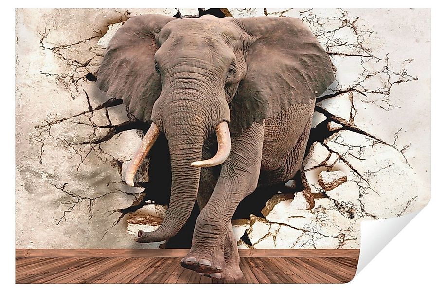 Wallarena Fototapete 3D EFFEKT Elefant Tiere Abstrakt Vlies Tapete Wohnzimm günstig online kaufen