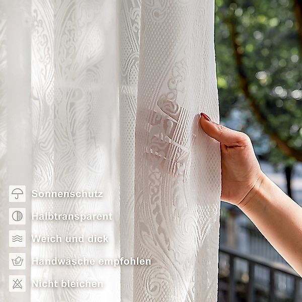 Simloveve Gardine Weiß Längsstreifen klassische Design günstig online kaufen