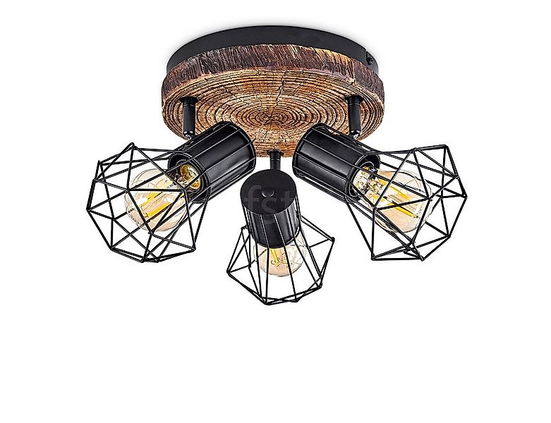 hofstein Deckenleuchte »Pomari« Deckenlampe aus Metall in Schwarz/Holzoptik günstig online kaufen