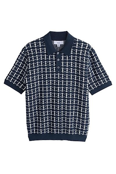 Next Polokragenpullover Relaxed Fit Poloshirt aus Strick mit Geo-Muster (1- günstig online kaufen