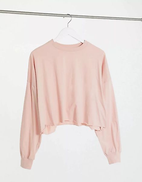 ASOS DESIGN – Super-Oversize-T-Shirt mit weiten Ärmeln in Blush-Rosa günstig online kaufen