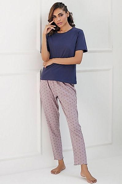 SNOOZE OFF Pyjama mit Schlafhose im Punktdesign (2 tlg., 1 Stück) und Rüsch günstig online kaufen