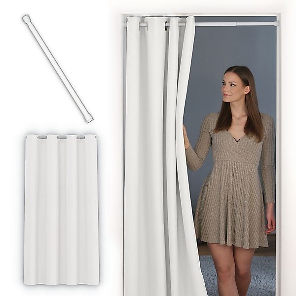 tinycurtains Türvorhang mit Stange weiß 70-120 günstig online kaufen
