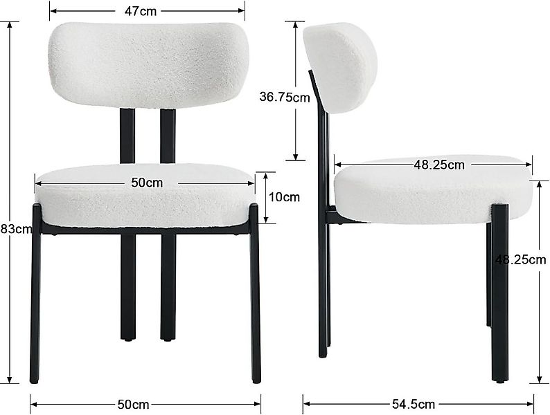 WAHSON OFFICE CHAIRS Esszimmerstuhl aus Teddystoff 2er Set Küchenstuhl mit günstig online kaufen