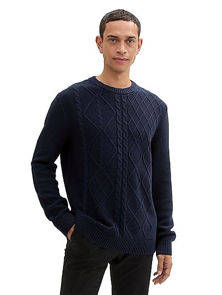 TOM TAILOR Rundhalspullover mit Zopfmuster günstig online kaufen