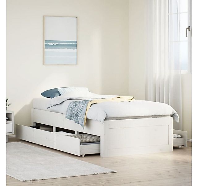 vidaXL Bett, Massivholzbett ohne Matratze mit Schubladen Weiß 75x190 cm günstig online kaufen
